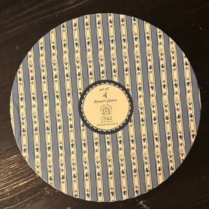 Anthropologie Blue and Cream Striped Dessert Plates